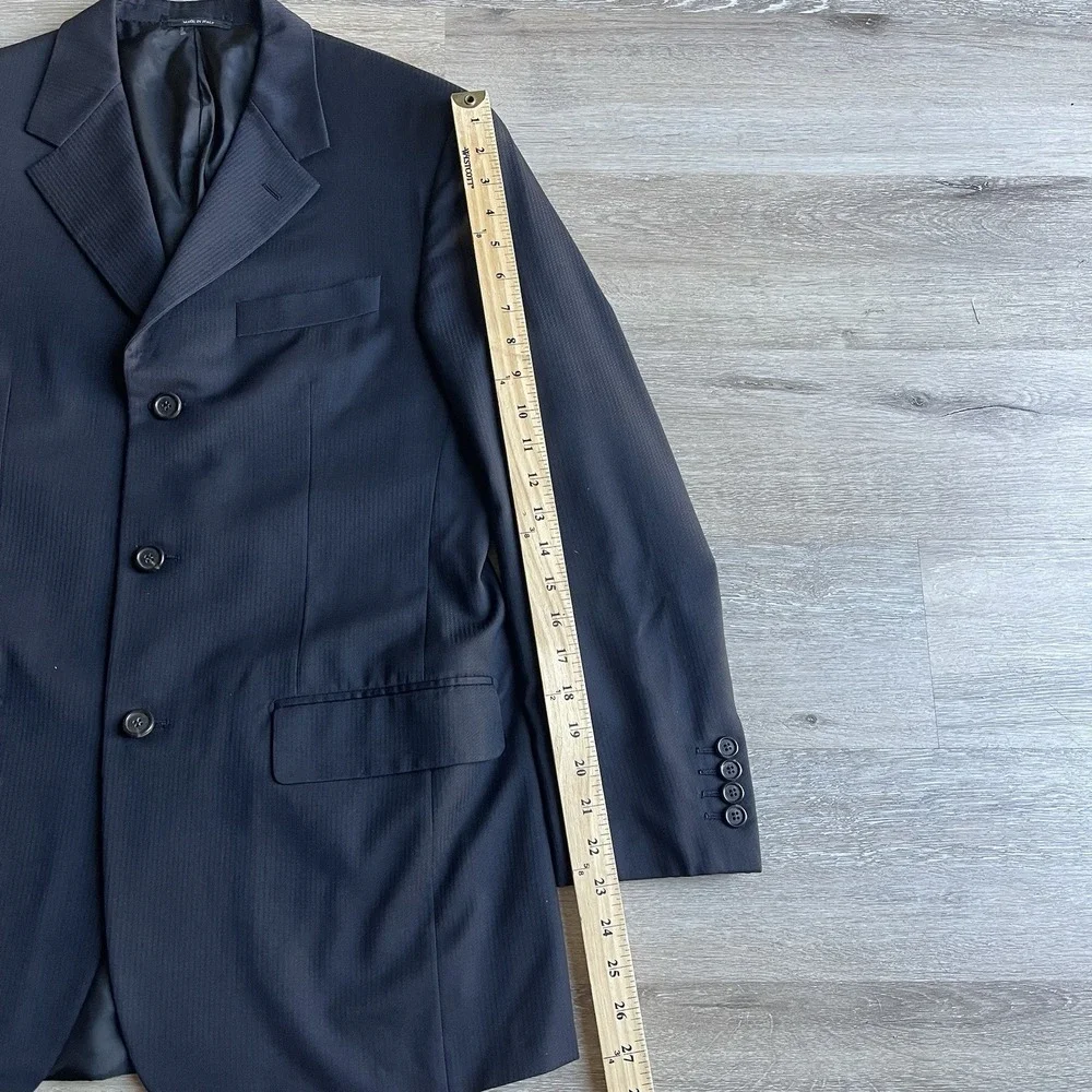 Vintage Prada Men's Black Blazer Size 48 Tonal Stripes 3 Buttons